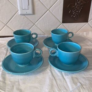 Vintage HLC Fiestaware Turquoise Cup & Saucer c. 1937-1969 Retired